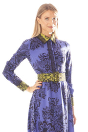 Bordered Print Dress w/Belt
