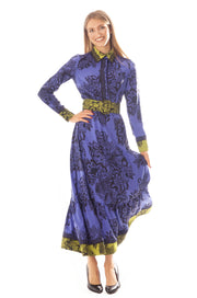 Bordered Print Dress w/Belt