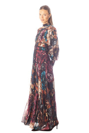 Pleated Floral Midi Dress