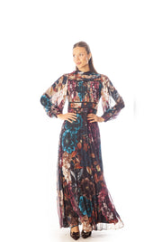 Pleated Floral Midi Dress