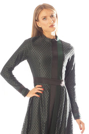 Two Satin Strips Lace Gown