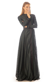 Two Satin Strips Lace Gown