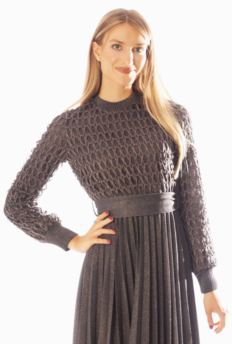 Open Work Knit Sparkle Dress