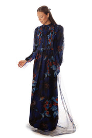 Floral Smocked Center Bodice Gown