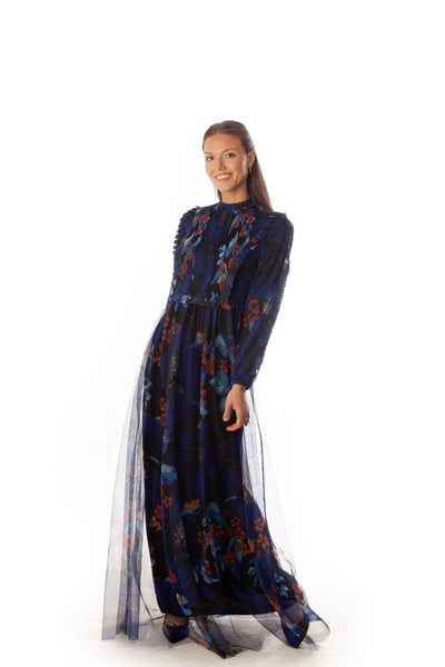 Floral Smocked Center Bodice Gown