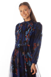 Floral Smocked Center Bodice Gown