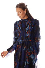 Floral Smocked Center Bodice Gown