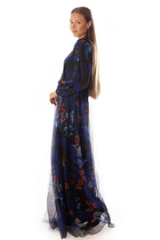 Floral Smocked Center Bodice Gown