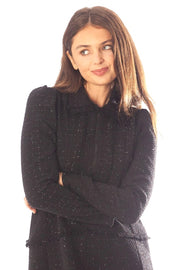 Fringed Trim Sparkle Tweed Dress