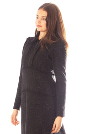 Fringed Trim Sparkle Tweed Dress