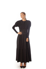 Embroidered Lines Short Sleeve Dress