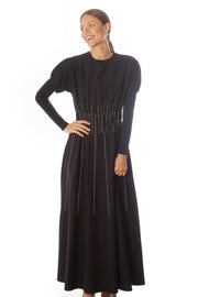 Embroidered Lines Short Sleeve Dress