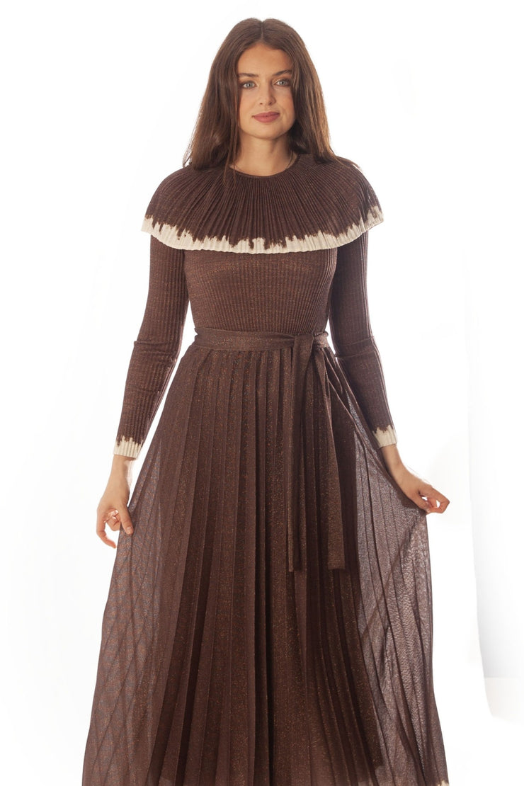 Sparkle Knit Large Collar Dress