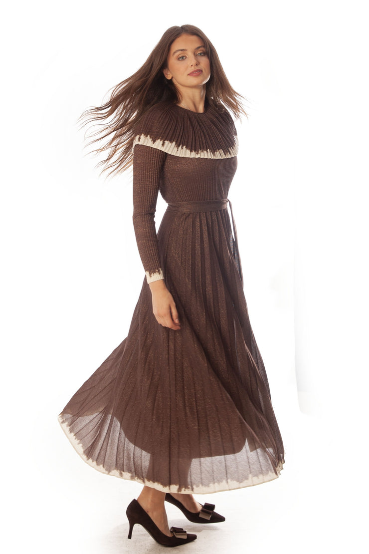 Sparkle Knit Large Collar Dress