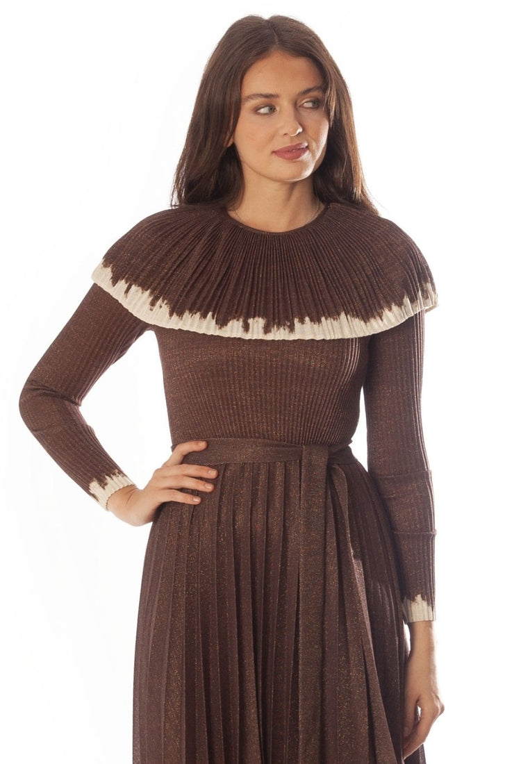 Sparkle Knit Large Collar Dress