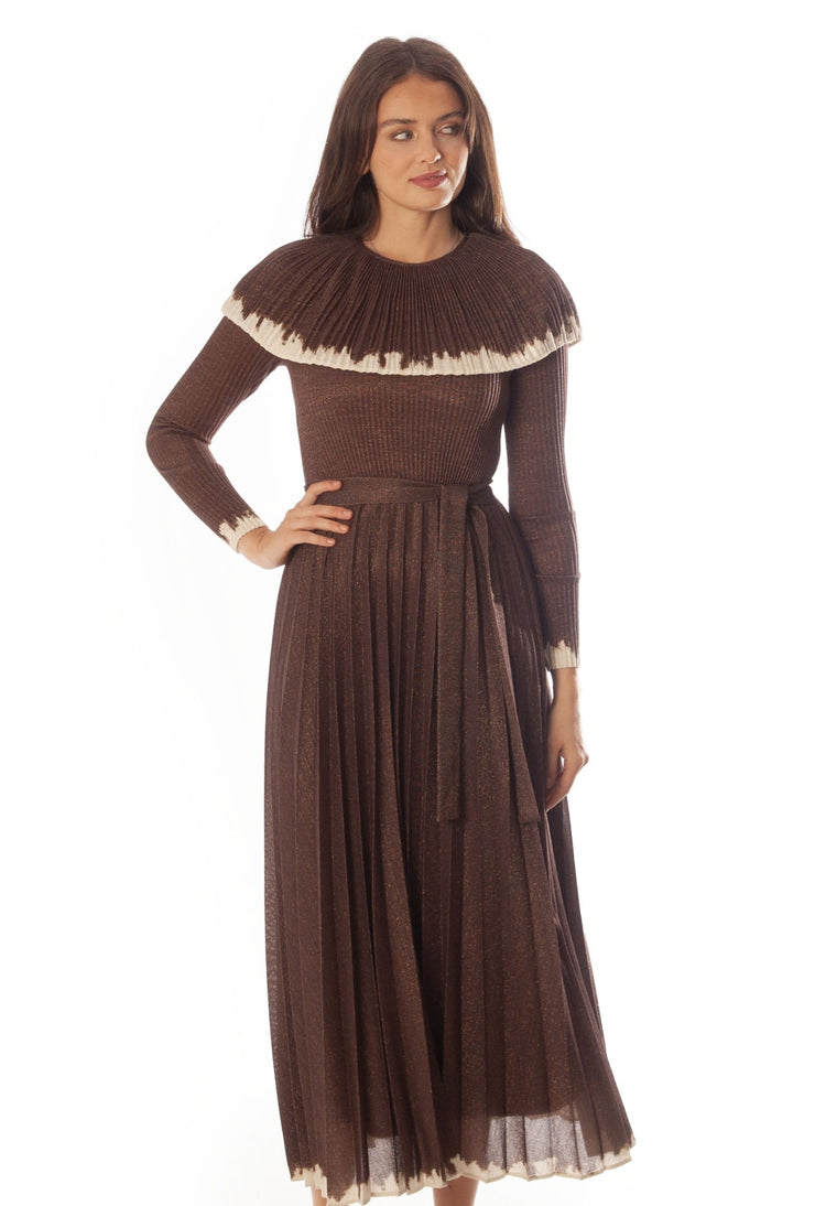 Sparkle Knit Large Collar Dress