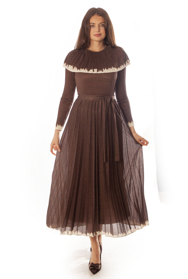 Sparkle Knit Large Collar Dress