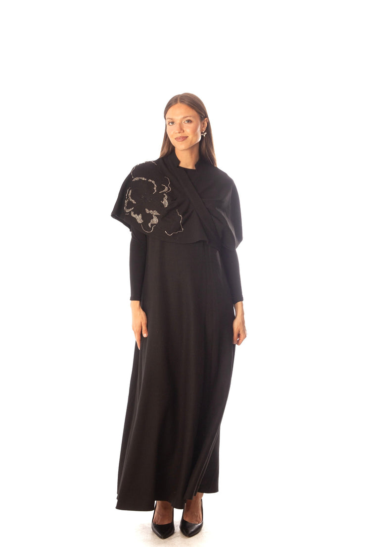 Beaded Partially Cape Dress