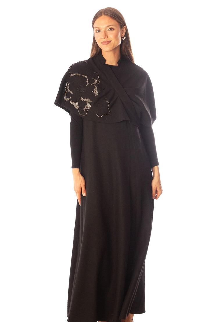 Beaded Partially Cape Dress