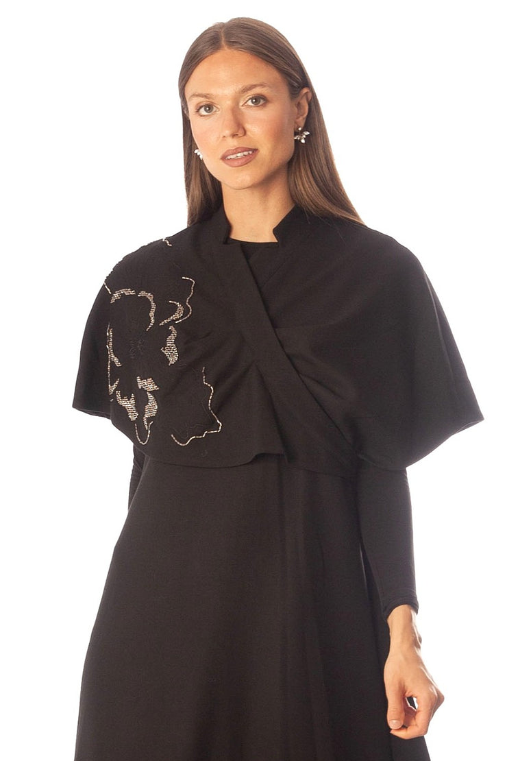 Beaded Partially Cape Dress