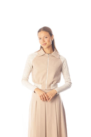 Knit Sleeve Zip Jacket