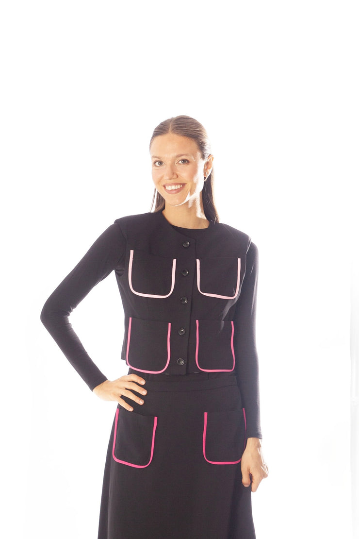 Piped Pockets Vest