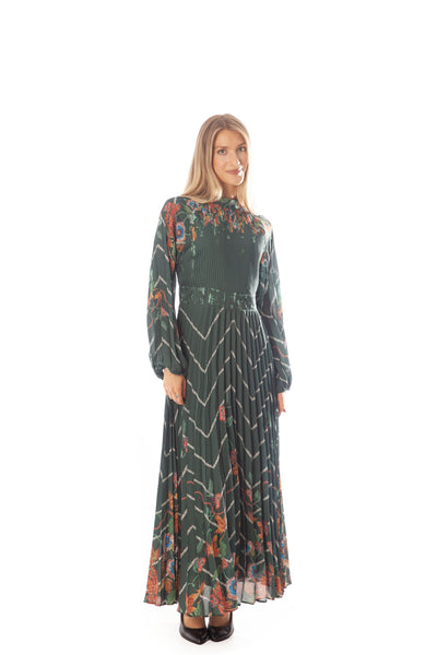 Floral Chevron Combo Print Dress