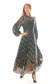 Floral Chevron Combo Print Dress