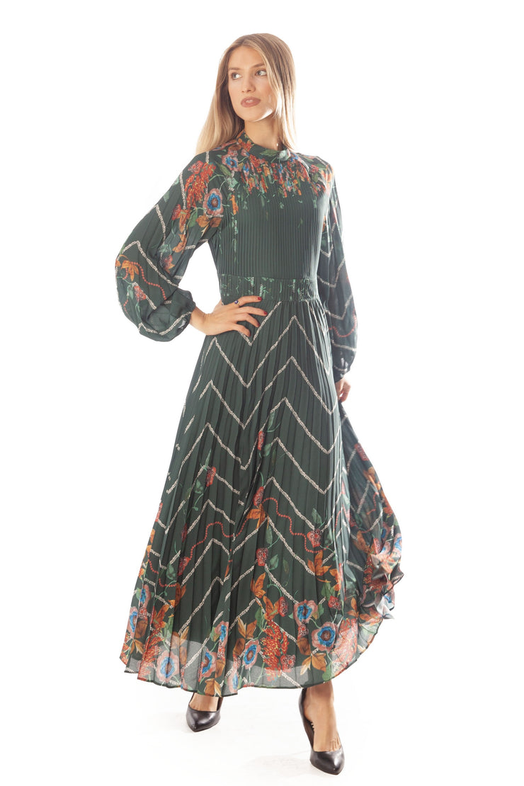 Floral Chevron Combo Print Dress