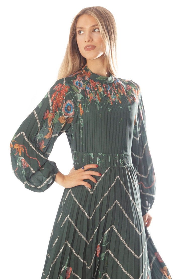 Floral Chevron Combo Print Dress