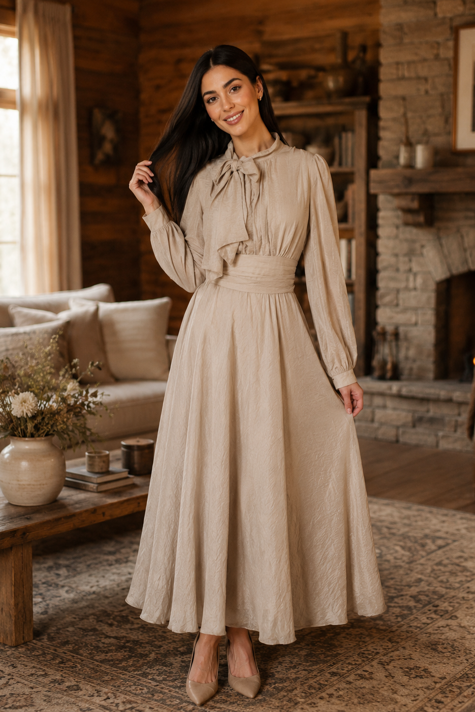 Side-Bow Cummerbund Waist Chiffon Dress – Mezzo Fashion