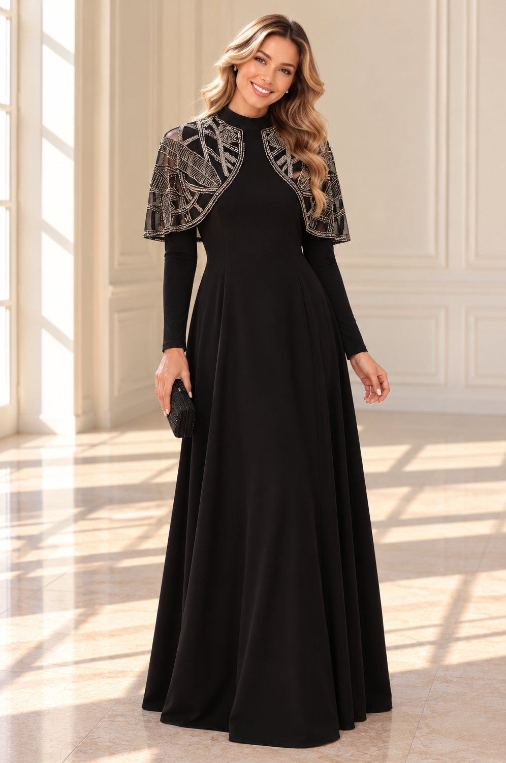 Specialty Capelet Gown – Mezzo Fashion